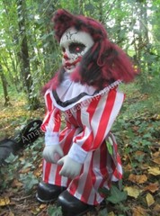 Halloween Animated Talking Zombie Clown Girl Doll Light Up Eyes Party Prop Decor