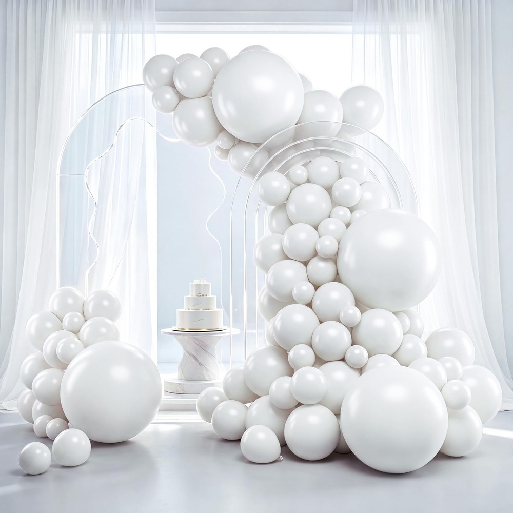 129PCS White Balloon Arch Garland Kit 5 10 12 18 Inch Latex Party Decor Balloons