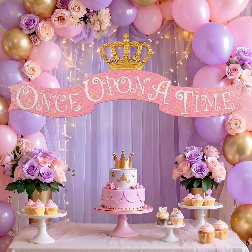 Once Upon a Time Banner Vintage Princess Magical Sign Fairy Tale Party Decor …