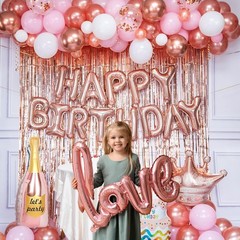 Juego De Rose Gold Decoracion De Cumpleaños Globos Fondos Para Mujer En Oferta