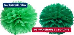14″ Green Tissue Pom Poms Kit DIY Decorative Paper Flowers Ball for Birthday Par