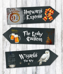 6 Black School of Magic Wizards Party Decoration Arrow Signs