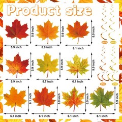 Fall Leaves Hanging Swirls Maple Streamer Autumn Thanksgiving Decor 36 PCS