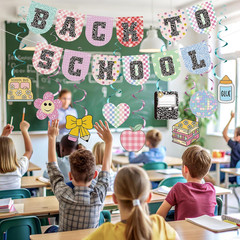 30 Pcs Back to School Banner First Day of School Decorations Pastel Welcome Back