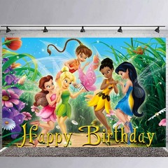 Tinker Bell Fairy Princess Backdrop Birthday Party Supplies Photo Background