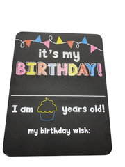 New Birthday Chalkboard Sign Reusable Kids Photo Prop Black Its My Birthday Ages