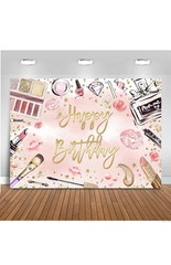 Mocsicka Makeup Birthday Backdrop Spa Makeup Happy Birthday Backdrop Girls’ Birt