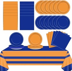 Durable Blue and Orange Party Plates & Napkins for Effortless Celebrations