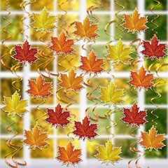 36 PCS Fall Leaves Hanging Swirls Decorations Thanksgiving Ceiling Decor