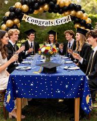 Graduation Decorations 2026 Plastic Tablecloth Disposable 8 Pack, Class of 2026