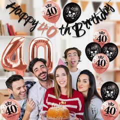 11Pcs 40th Birthday Decorations Kit for Women, Rose Gold Happy 40th Birthday …