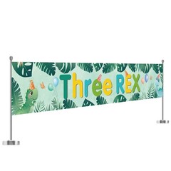 WeBenison Large Three Rex Banner/Dinosaur 3rd Birthday Garden Backdrop Banner/Ju