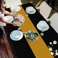 3 Pack Graduation Tablecloth Black Gold 54×108 inch Disposable Party Decorations