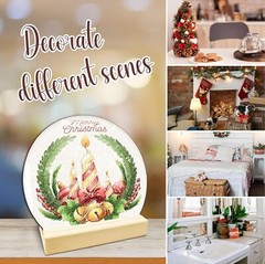 Christmas Candles Table Wooden Decor – Merry Christmas Crystal Ball Plaque With