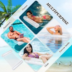 Pool Float Hammock Inflatable Water Glitter 4-in-1 Multi-Purpose Inflatable S…