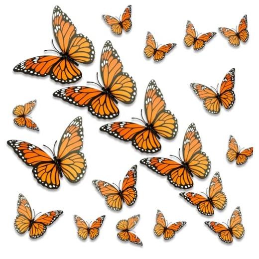 Monarch Butterfly Decorations, 24 PCS Monarch Butterfly Wall Decor 3D Style a