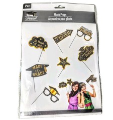Graduation Grad Photo Booth Props Set Black Glasses Mask Party Supplies Decor