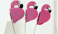 NEW 24 pcs Flamingo Cocktail Cupcake Picks Tropical Toppers Party Decorations