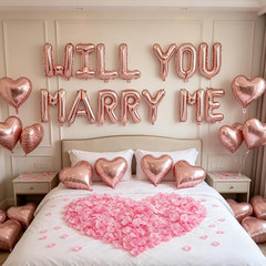 2 Set Rose Gold WILL YOU MARRY ME Balloons – 28Pcs 16″ Letter Balloons 10Pcs
