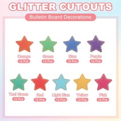 108Pcs Glitter Star Cutouts, 3.5″ Confetti Cutouts Sparkle Paper Cuts, 9 Colors