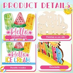 6 Pcs Hello Summer Table Decorations Sign Summer Gnome Wooden Table Centerpie…
