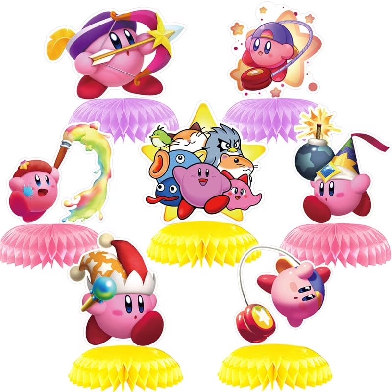 Kirby Honeycomb Centerpieces 3D Table Decorations Party Supplies