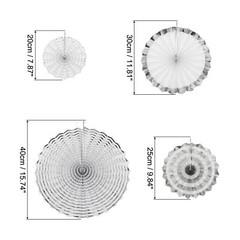 Hanging Paper Fans Party Set 8Pcs Round Pattern Hanging Paper Fans Decoration…