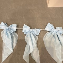 Brother Sister Design Studio Blue Solid Fabric Bow Garland 6 ft Party Decor