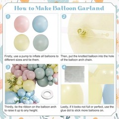 Pink Blue Yellow Pastel Balloon Arch Kit, 124Pcs Macaron Light Pink Blue Yell…