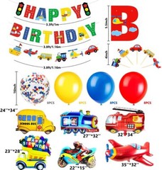 Decoracion De Cumpleaños Globos Para Niños Transporte Vehiculos Primeros 40 Set