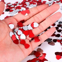 1000 Pcs Valentine’s Mini Heart Confetti Bulk 0.4 Inch Foil Red Silver Glitte…