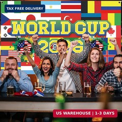 CCINEE 2026 World Cup Soccer Party Backdrop Decorations, 71×43 Inch World Flags