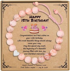 Charming Pink Heart Bracelet with Adjustable Size – Birthday Gift for Daughters