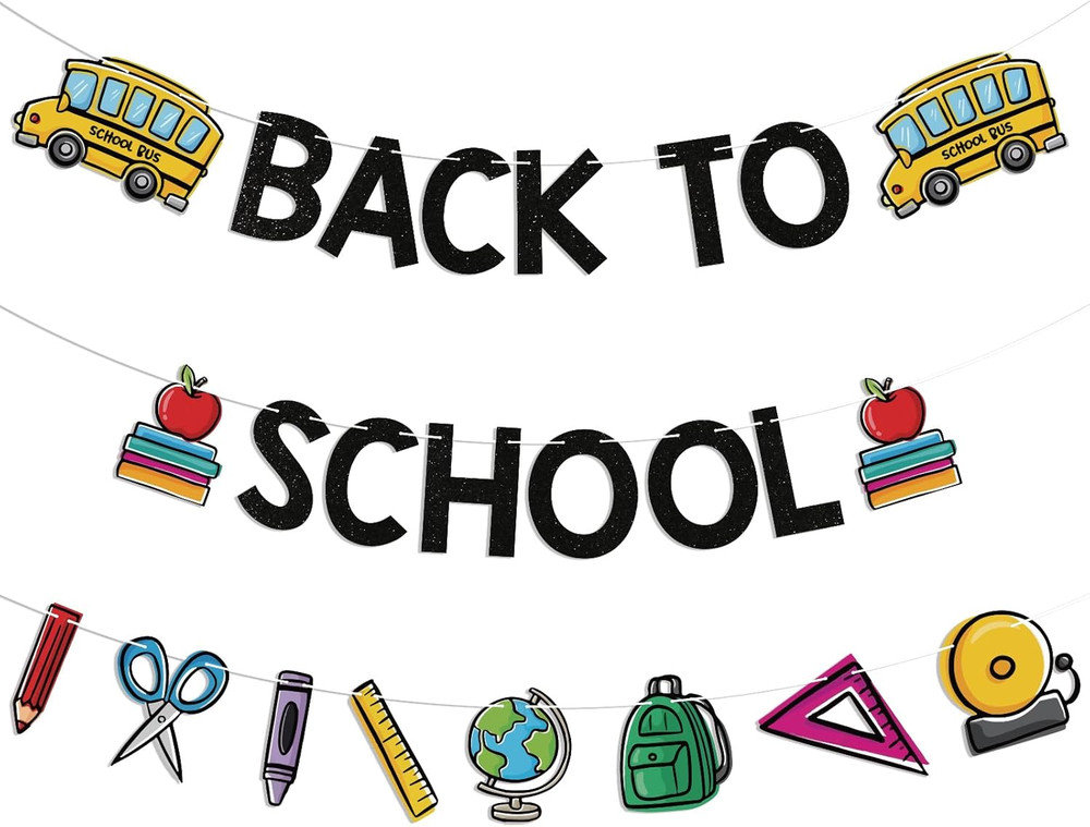 Back to School Banner – First Day of School Classroom Decor, Apples Pencil Garla