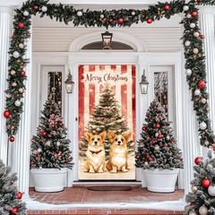 Christmas Front Door Decoration Set, Indoor Outdoor Holiday Porch Display wit…