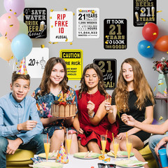 21th Birthday Party Decorations – 9PCS Wall Signs Funny Tags for Adults 21 Years
