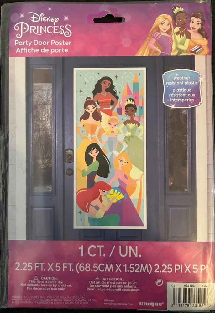 2.25x5ft Disney Princess Party Door Poster