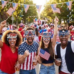 36 Pcs 250th Anniversary Eyeglasses Decorations, Patriotic 4th of July Party…