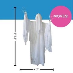 Morris Costumes 5.4 ft Standing Animated Life-Size Skeleton Ghost Decoration –