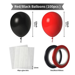 Red and Black Balloons 100 Pack 12 Inch Red Black Extra Thick Latex Party Bal…