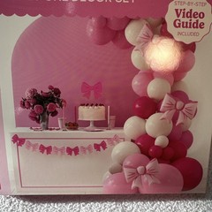 86pc Party Hero Sweet Bow All In One Decor Set Pink 8ft Balloons Garland