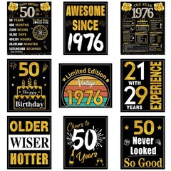 Turypaty 50th Birthday Decorations for Men 11.4 x 9.4 inches, Black Gold