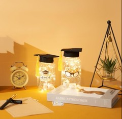 8 Pcs Graduation Jar Decorations with LED Lights. Fast Shipping.
