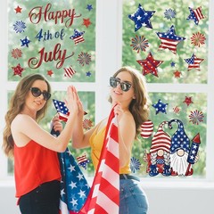 6 Sheets Patriotic Window Clings Happy 4th of July Window Decal USA Gnome Star