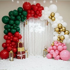Christmas Balloon Arch Kit – 143pcs Double Green, Red, Green, White, Pink & G…