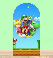 Super Mario Arch Backdrop Cover Birthday Party Photo Background Prop Decoration