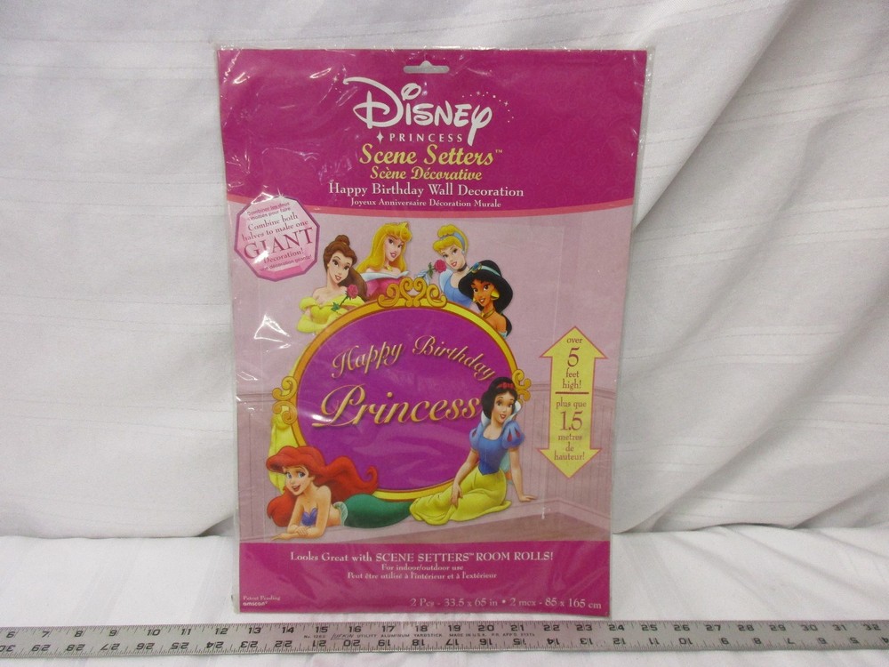 Disney princess scene setters Happy Birthday wall decoration over 5′ tall fun