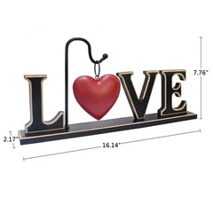 Rustic Wood Love Sign Table Top Decor Freestanding Cutout Block Centerpiece