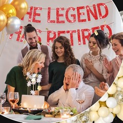 The Legend Has Retired Banner Red Glitter Pre Strung No DIY Retirement Banner De