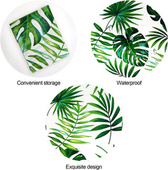 3PCS Hawaii Palm Leaves Tablecloths for Hawaiian Party Decoration, Luau Disposab